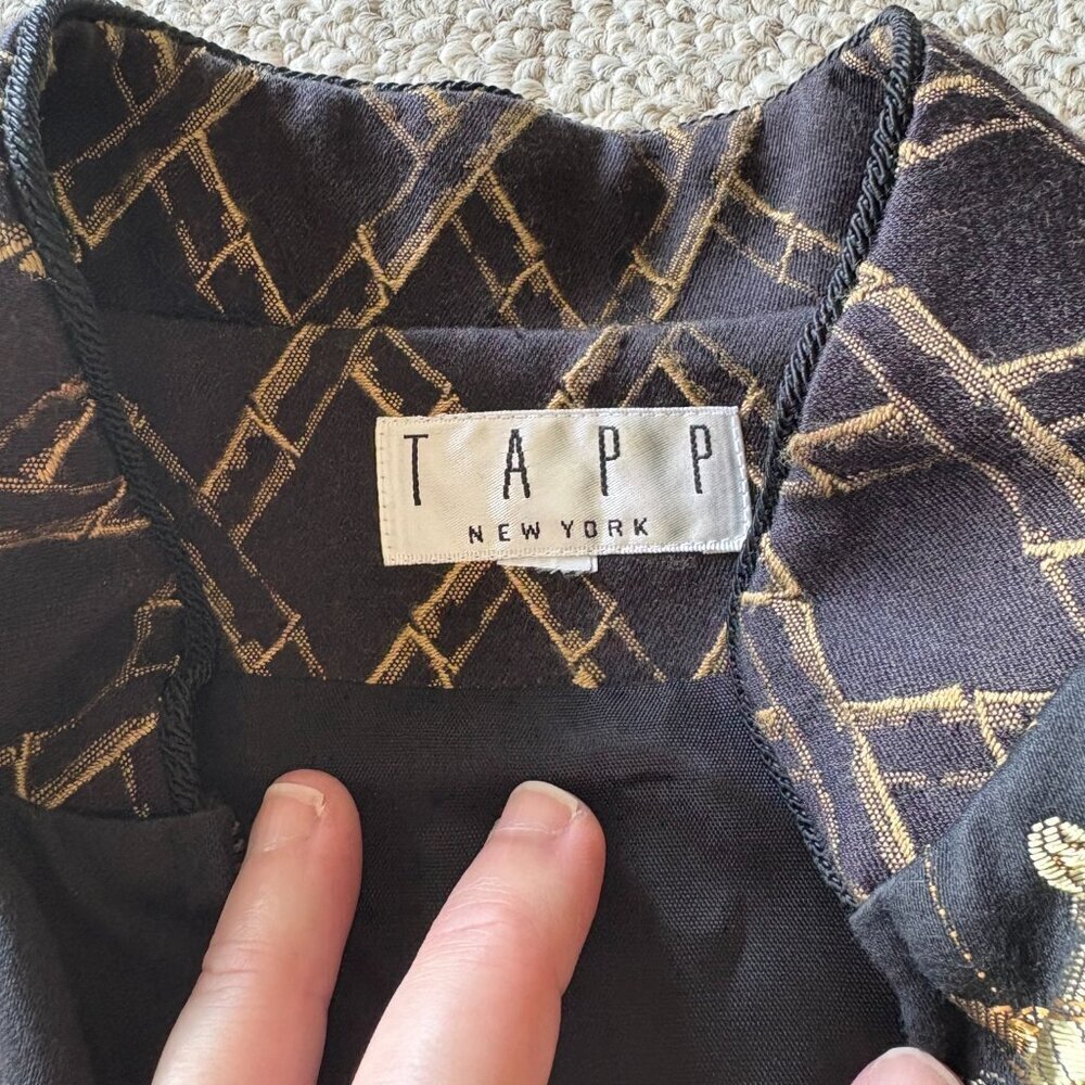 Vintage TAPP New York Vest | S/M | Black Gold Embroidered | Asian Inspired | USA - Picture 6 of 13